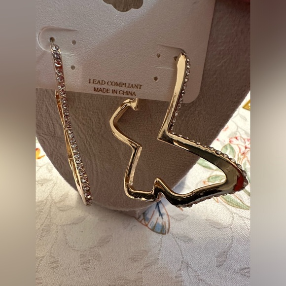 Butterfly earrings with rhinestones - Picture 3 of 8